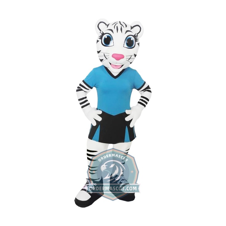 Happy White Tiger Mascot Costume